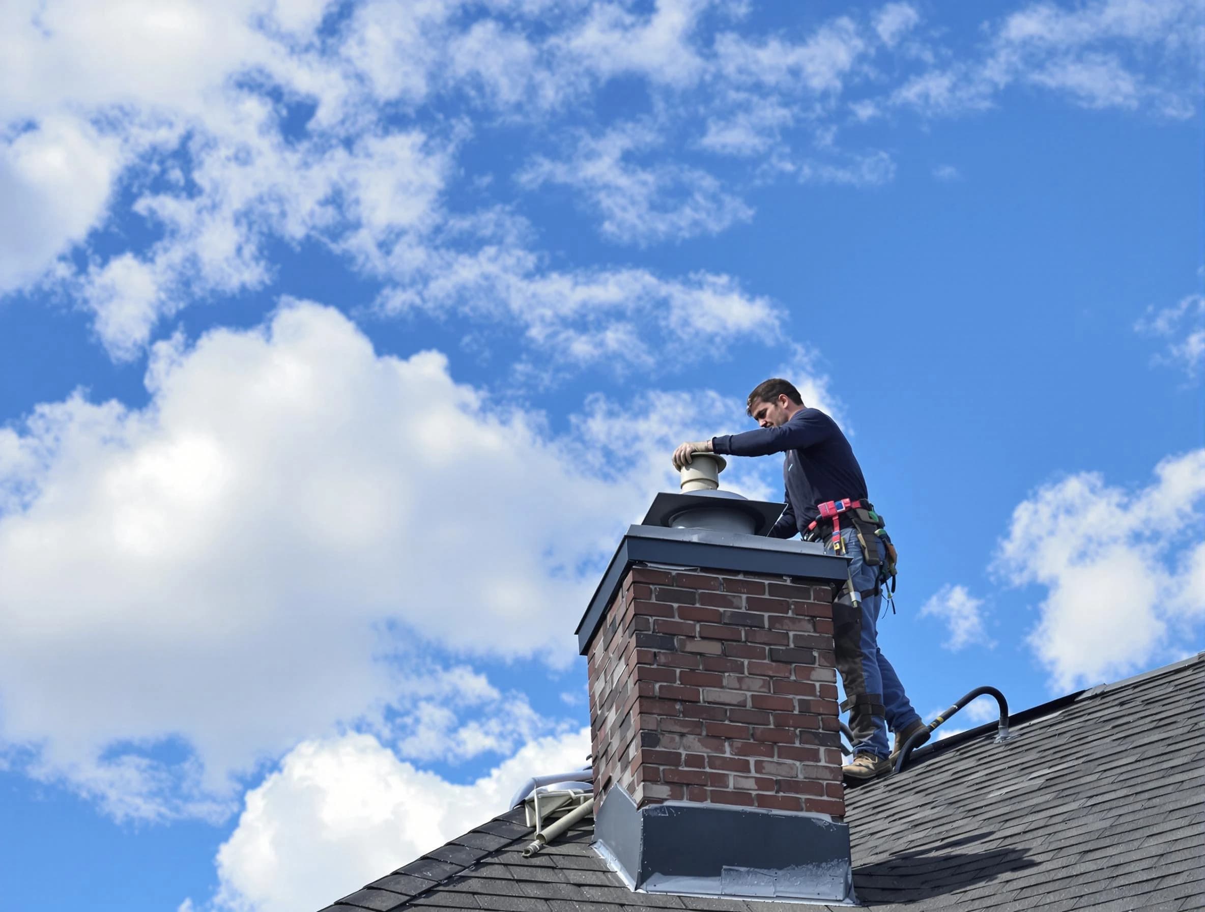 Center Point Chimney Sweep installing a sturdy chimney cap in Center Point, AL