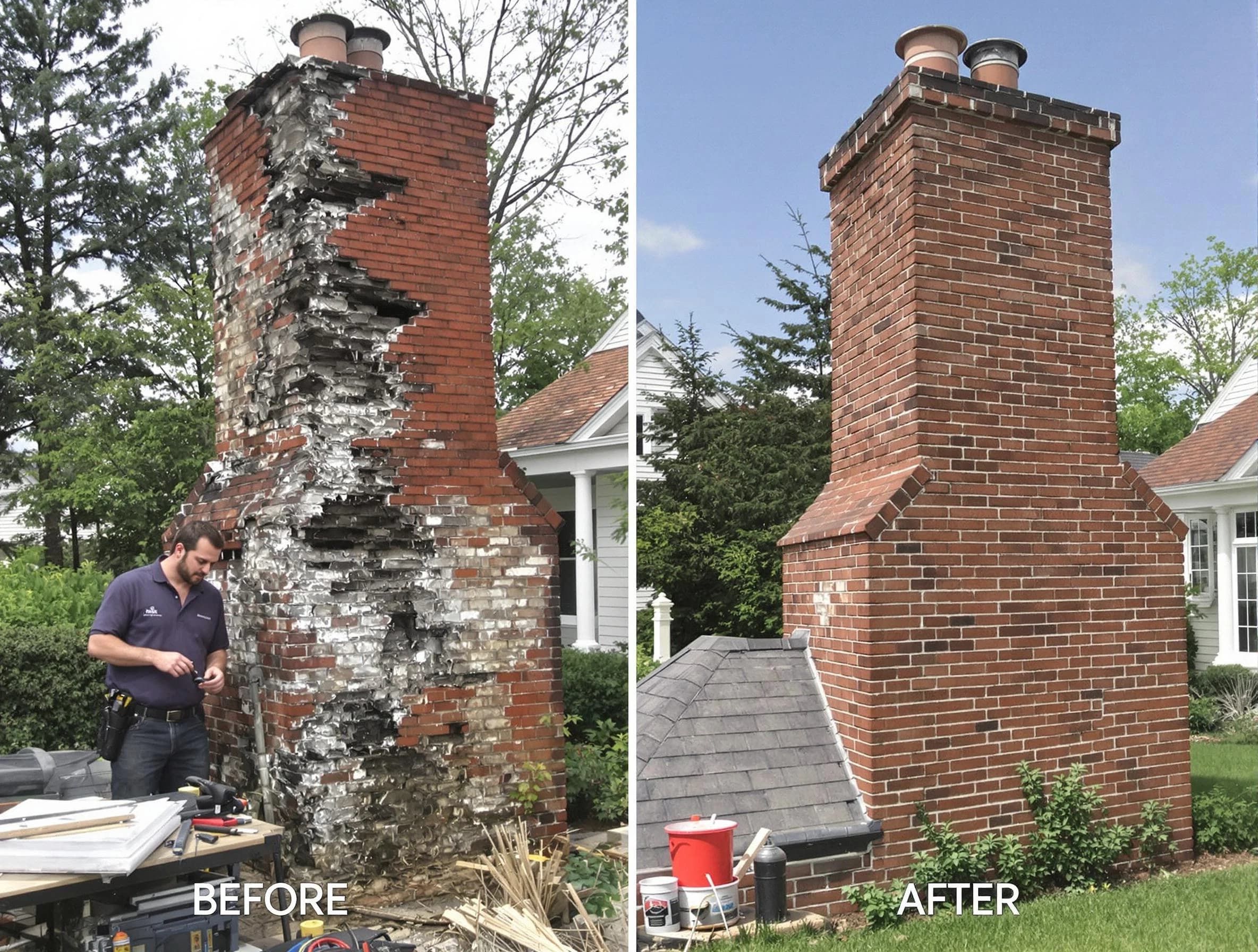 Center Point Chimney Sweep performing a full chimney restoration in Center Point, AL