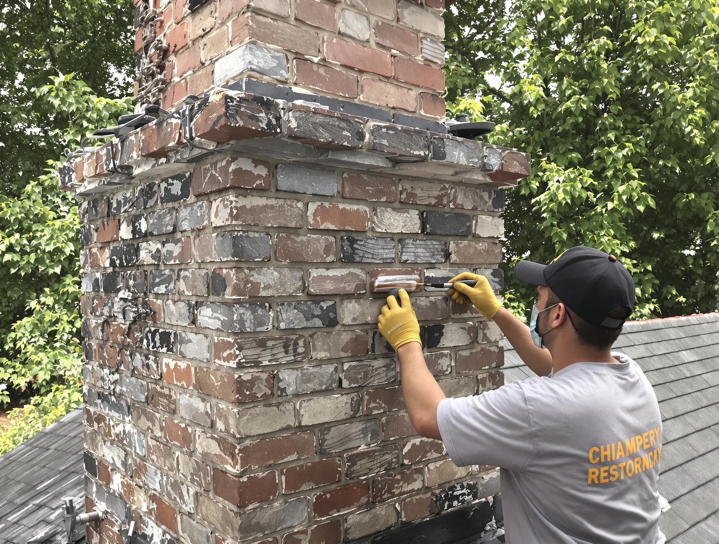 In-progress chimney restoration by Center Point Chimney Sweep in Center Point, AL