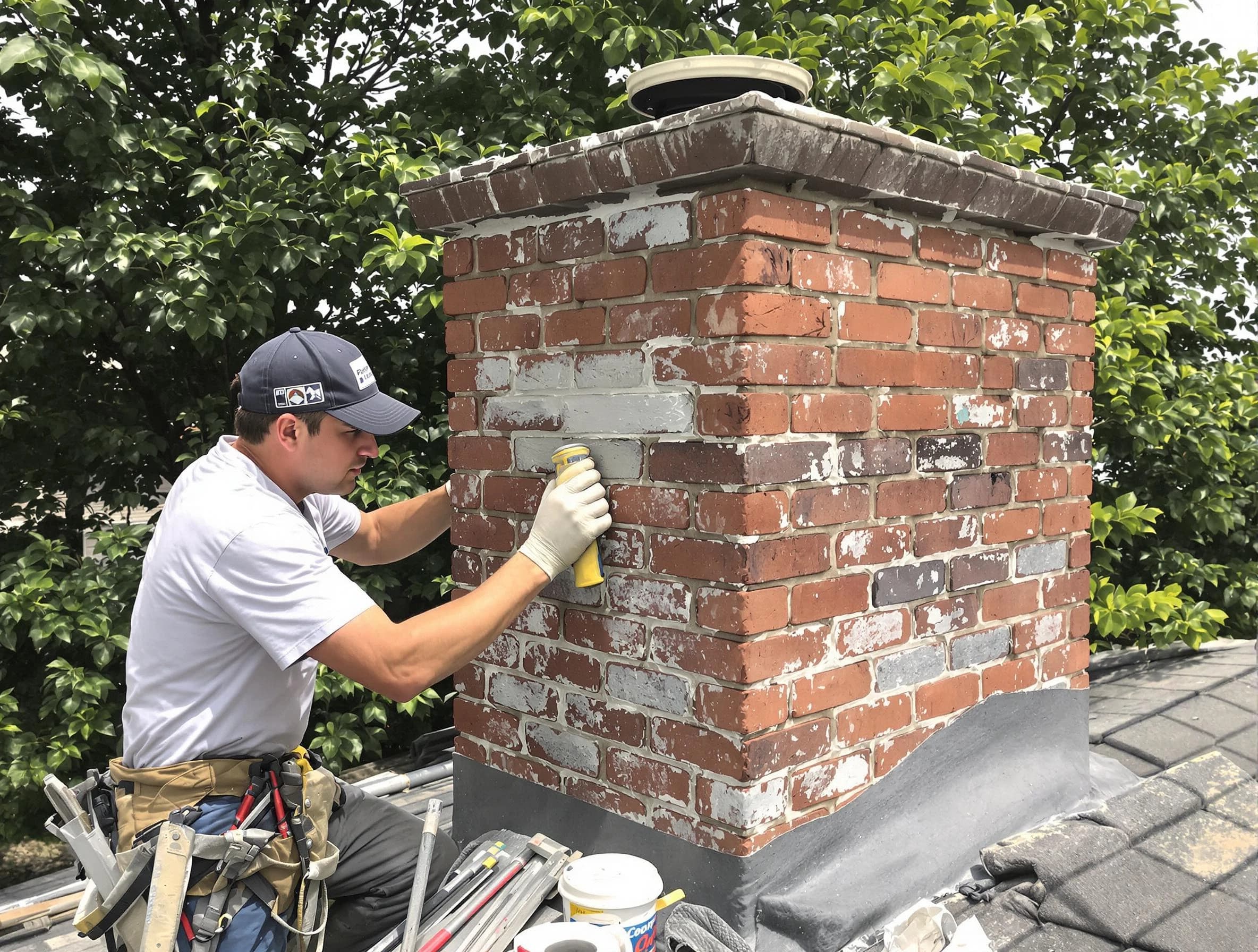 Center Point Chimney Sweep restoring an aging chimney in Center Point, AL