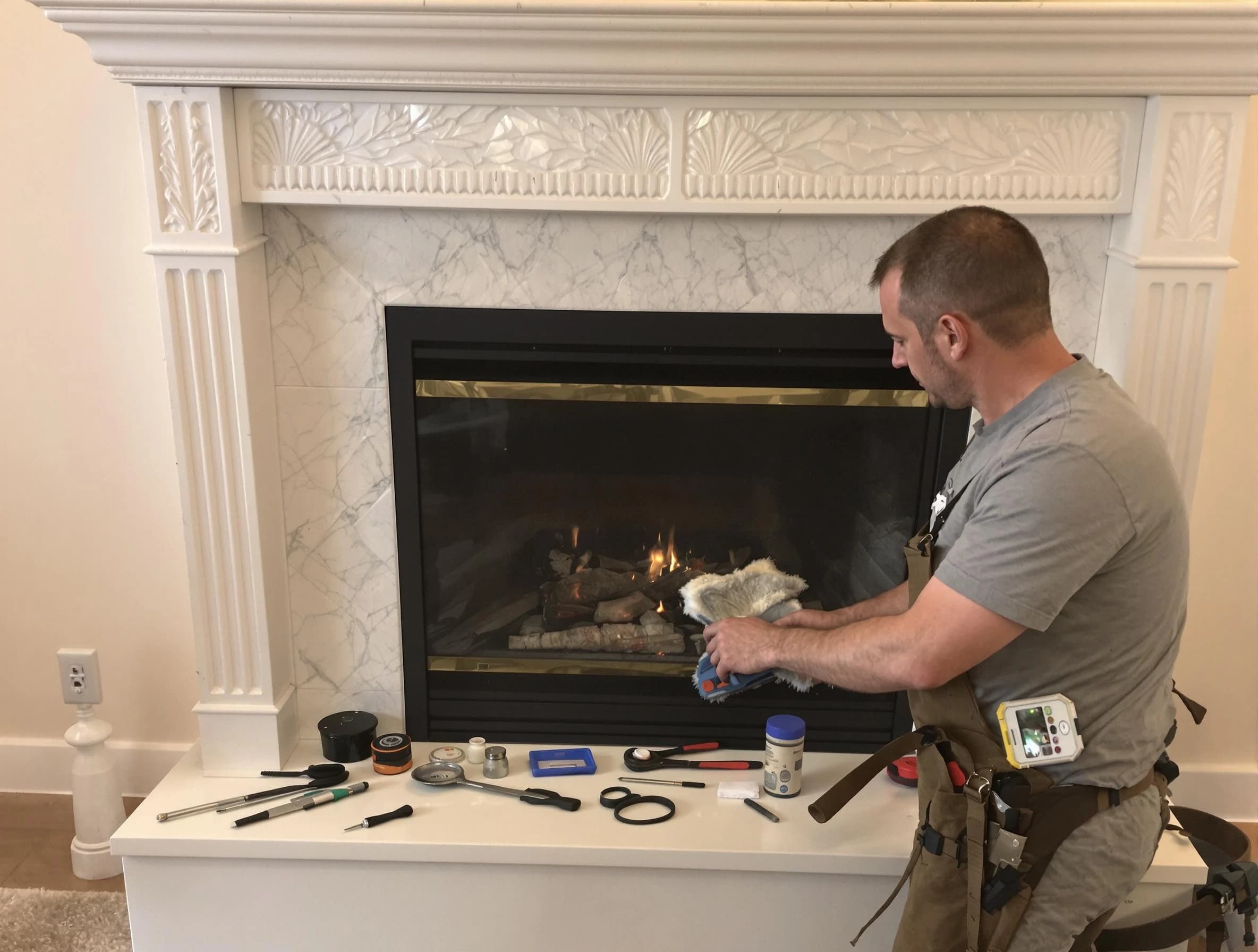 Center Point Chimney Sweep performing fireplace maintenance in Center Point, AL