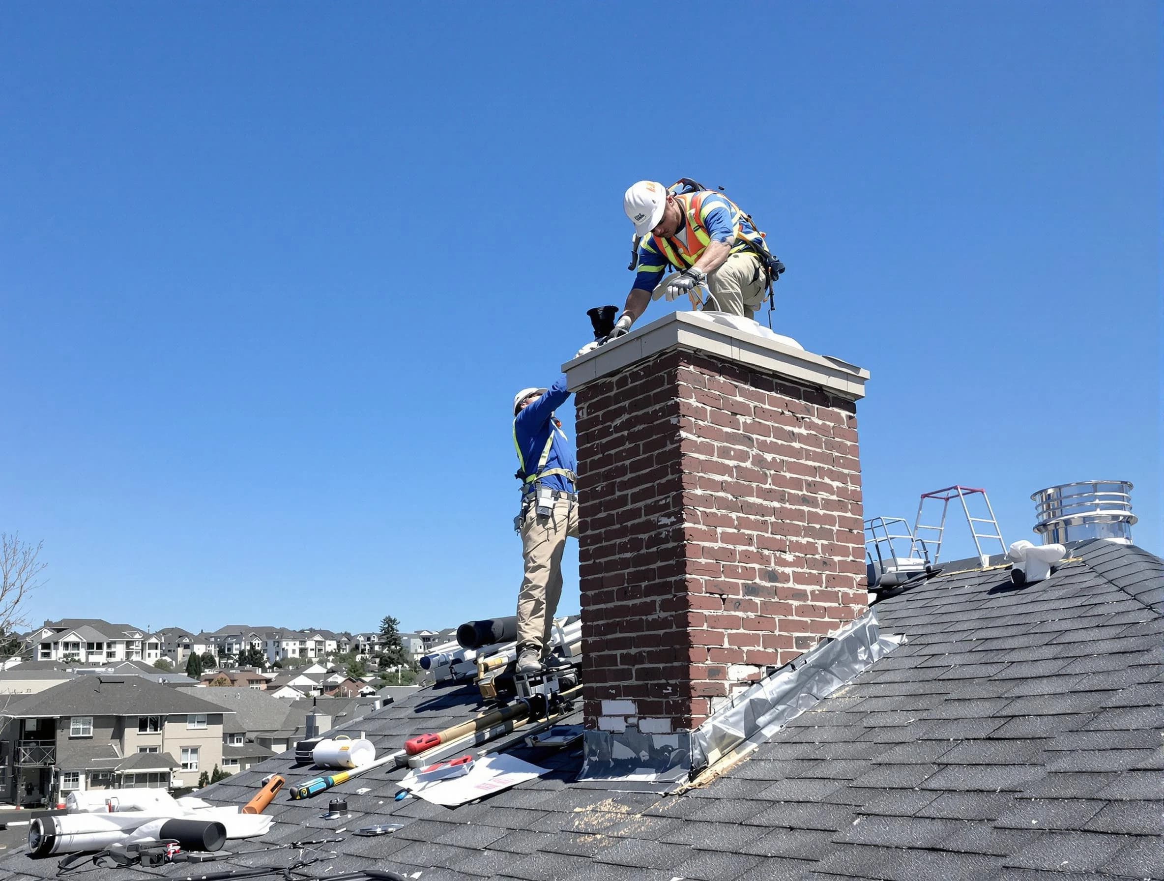 Center Point Chimney Sweep repairing a chimney crown in Center Point, AL