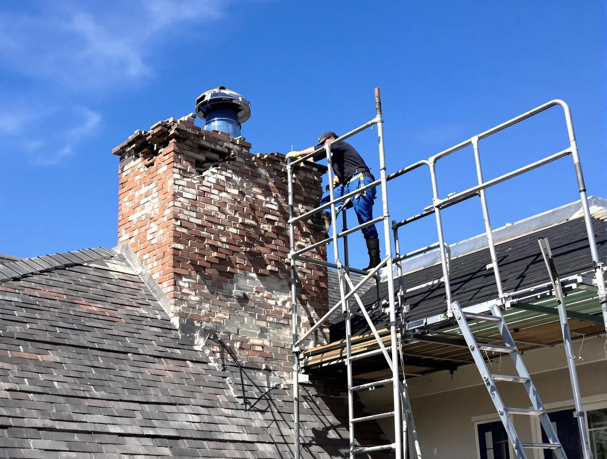 Rebuilding a chimney structure by Center Point Chimney Sweep in Center Point, AL