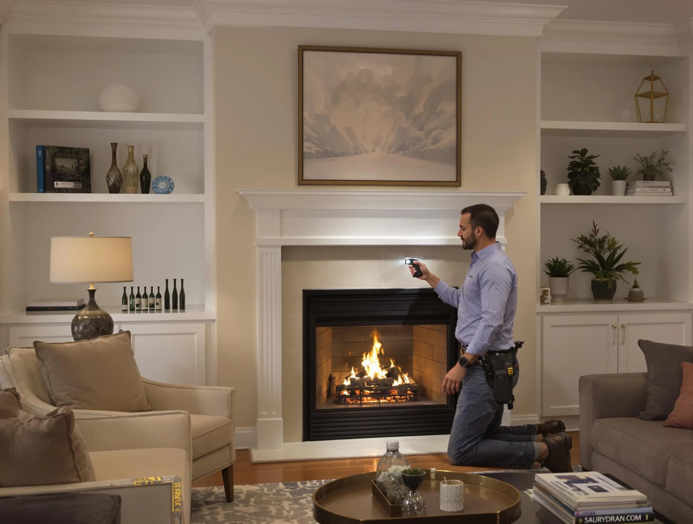 Center Point Chimney Sweep conducting a fireplace safety inspection in Center Point, AL