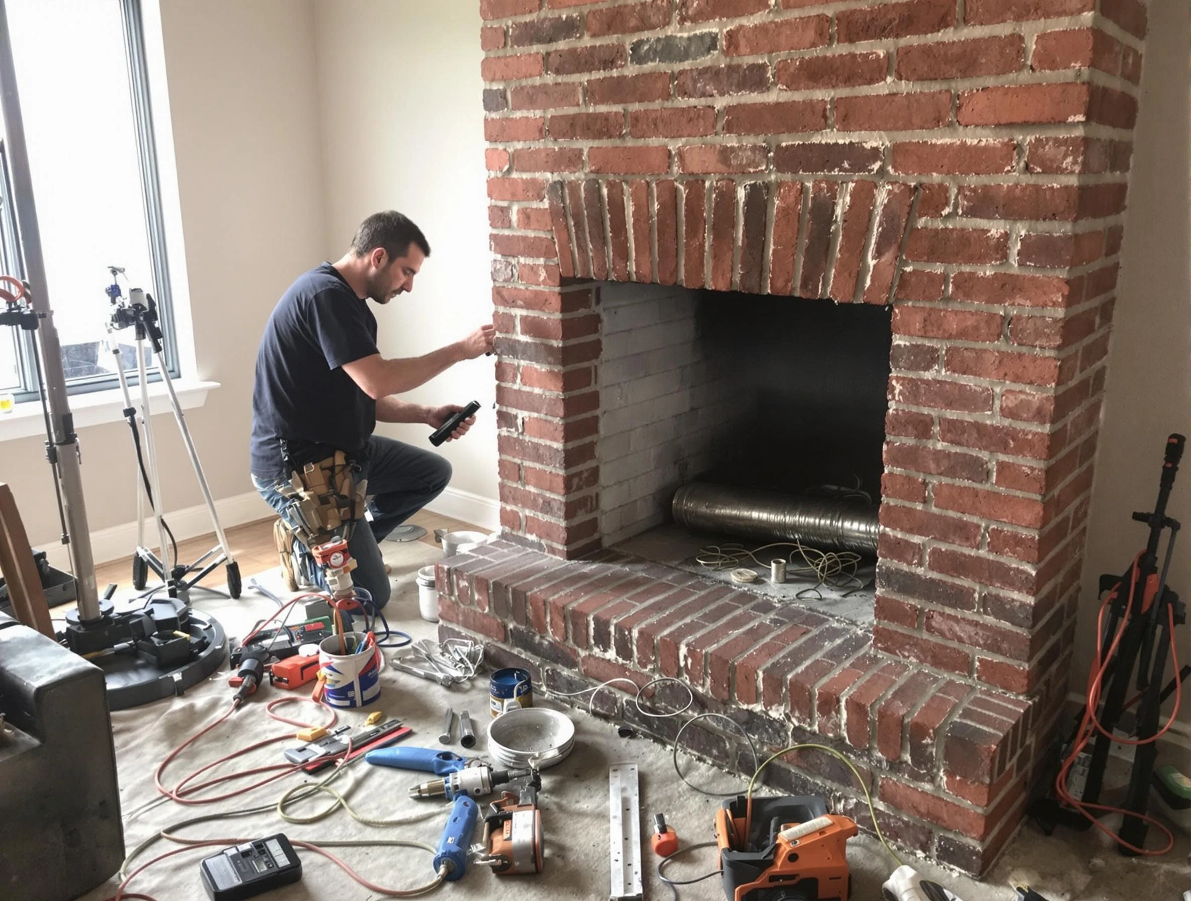 Center Point Chimney Sweep specialist finalizing chimney liner service in Center Point, AL