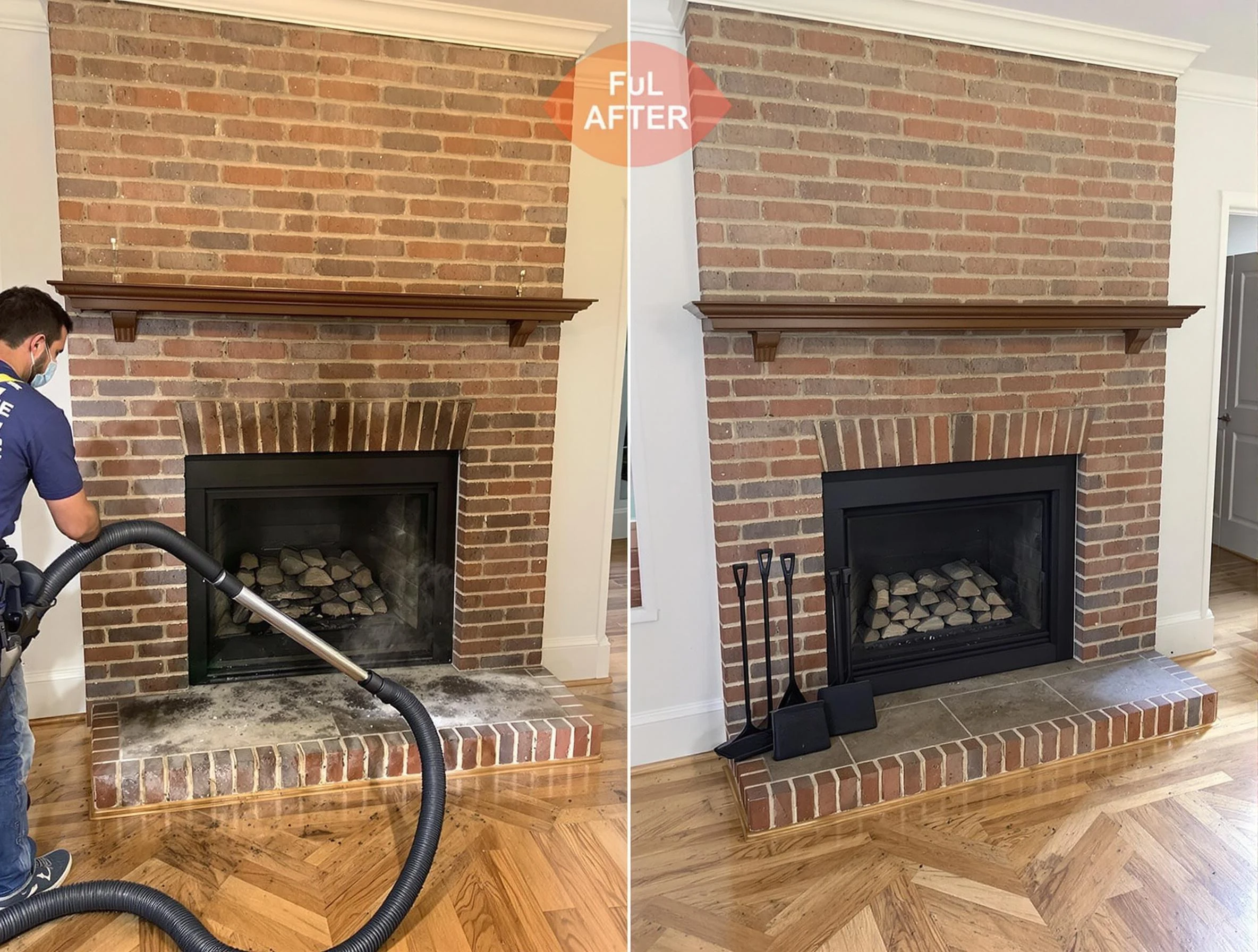 Center Point Chimney Sweep carefully sanitizing a fireplace in Center Point, AL