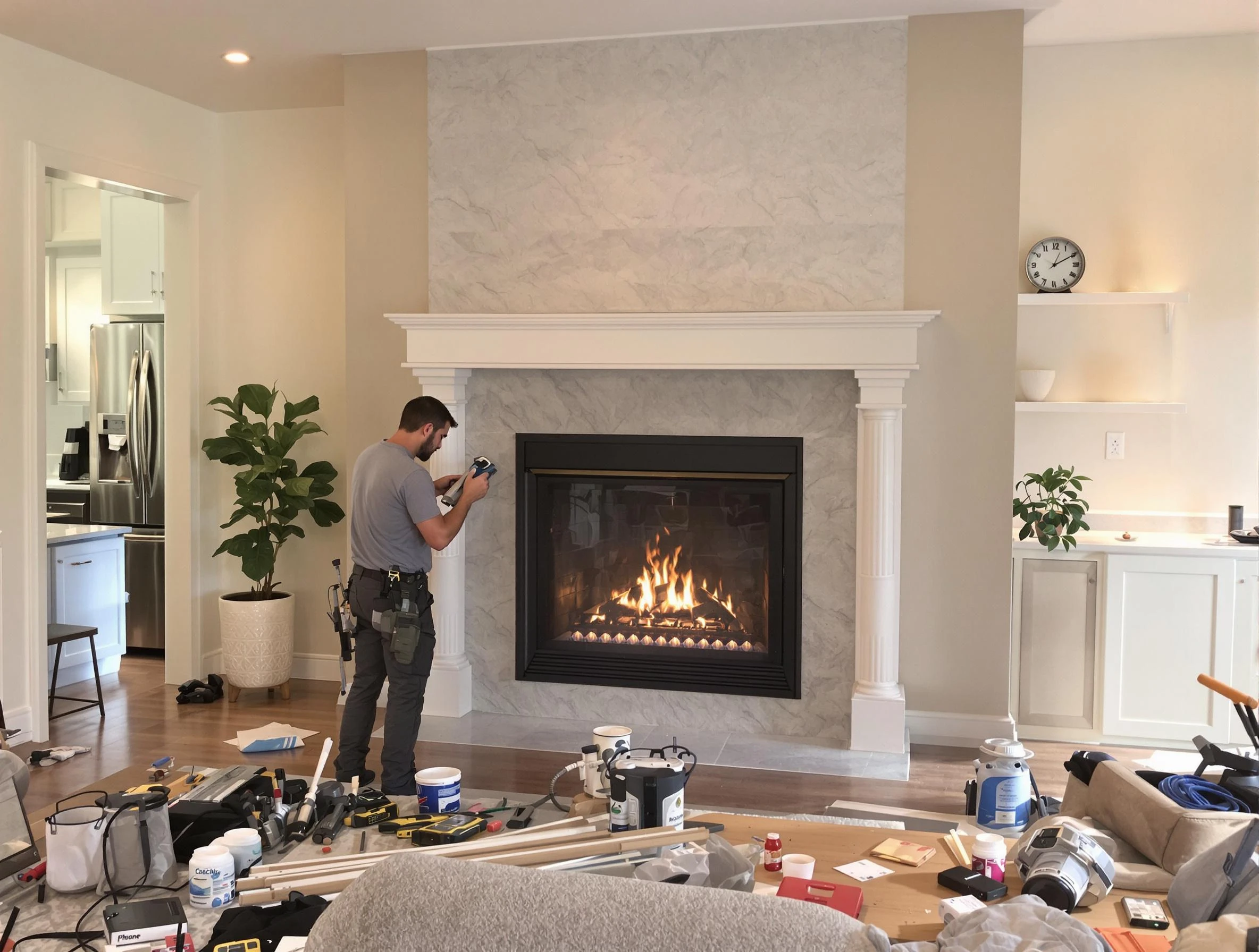 Newly installed fireplace by Center Point Chimney Sweep in Center Point, AL